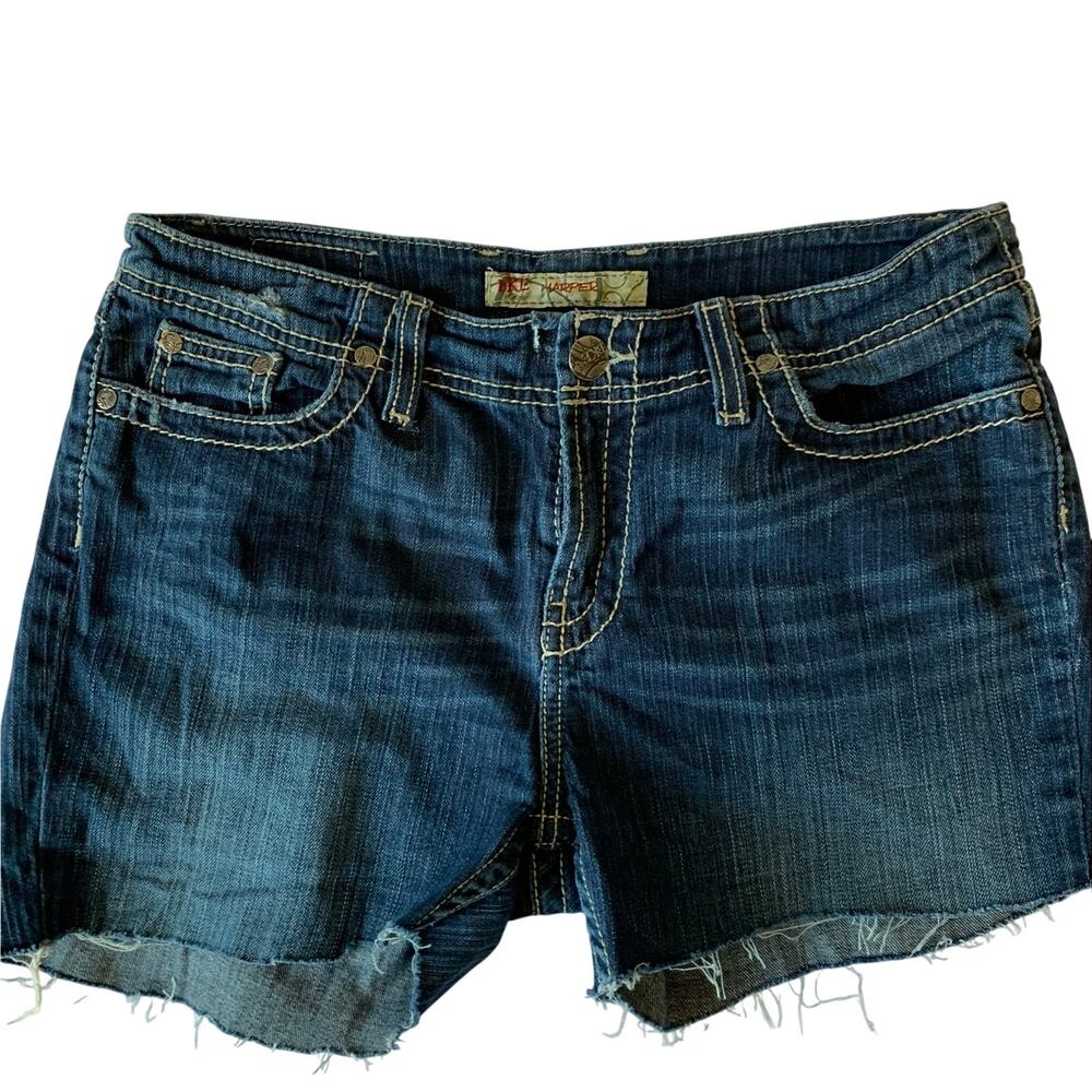BKE Womens Sz 30 Harper Cut Off Denim Jean Shorts Dark Blue Raw Hem Summer